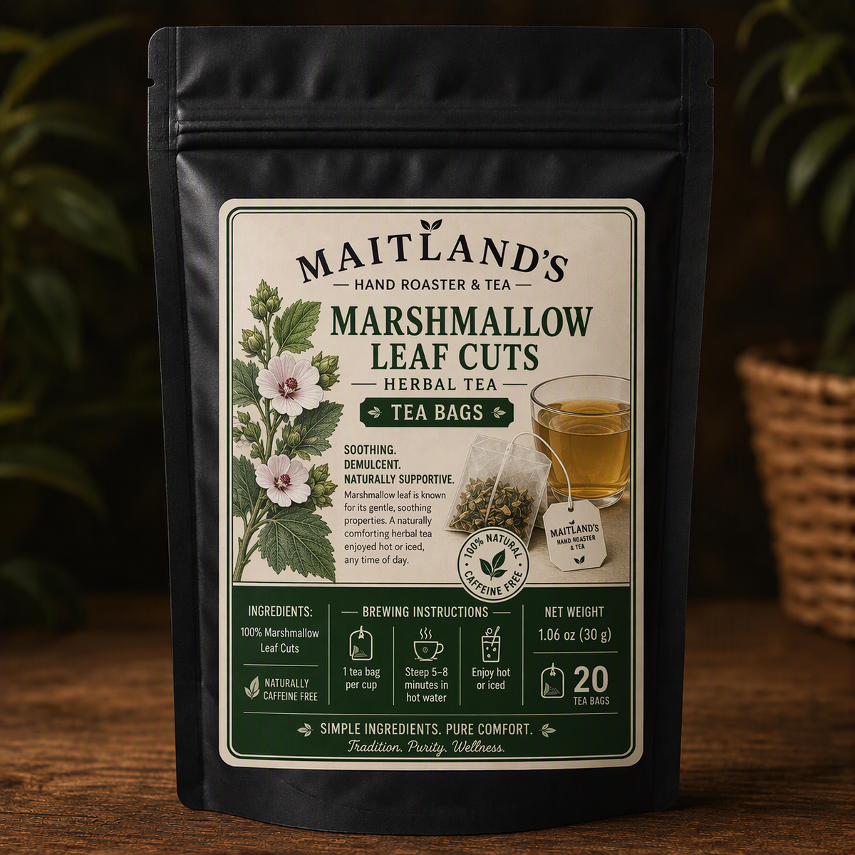 Marshmallow leaf cut tea