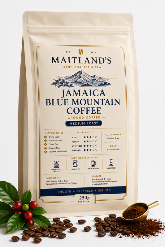 Jamaican Blue Mountain Whole Bean Coffee – Rare Single-Origin Specialty Coffee - Maitland’s hand roaster