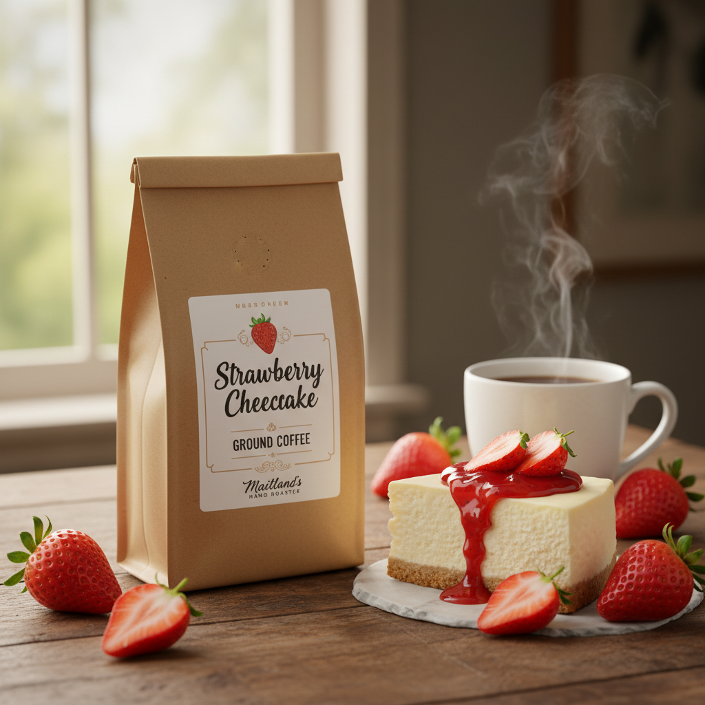 Strawberry Cheesecake Ground Coffee Lifestyle Shot